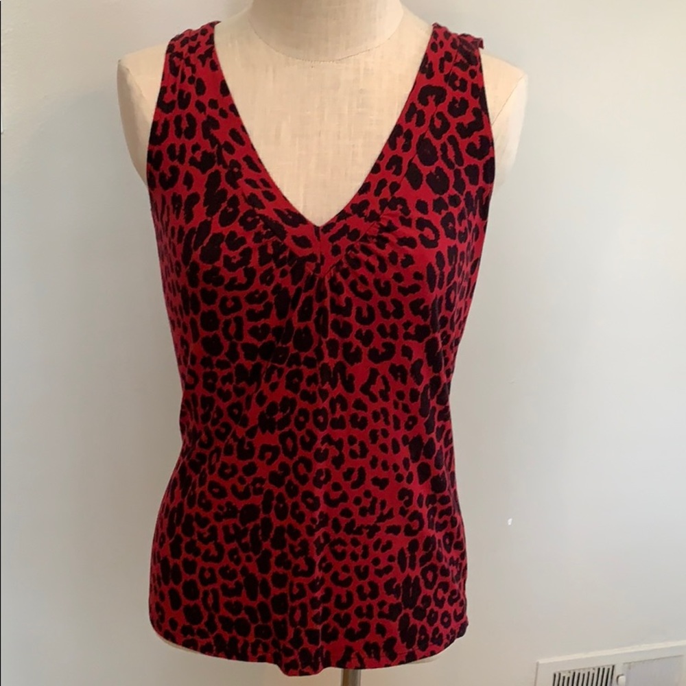 Red & Black Leopard Print Tank Top with V neckline
